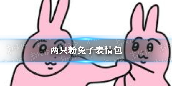 两只粉兔子表情包 揪衣服兔子表情包