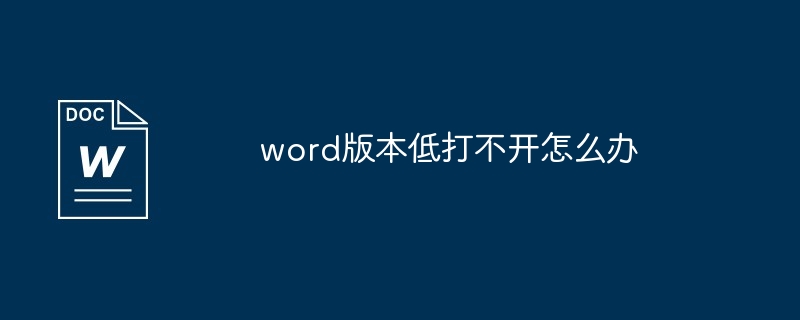 word版本低打不开解决方法