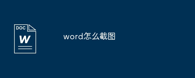 word怎么截图