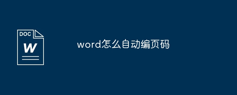 word怎么自动编页码