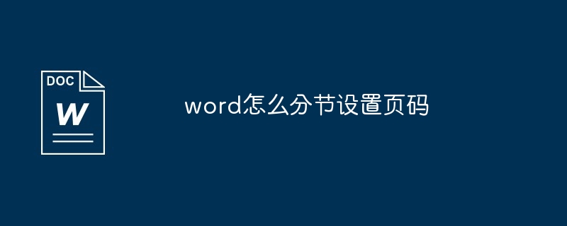 word怎么分节设置页码