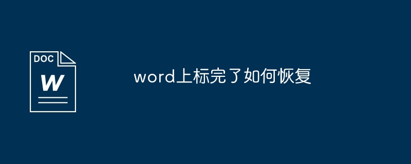 word上标完了如何恢复