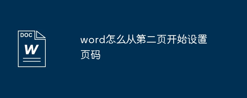 word怎么从第二页开始设置页码