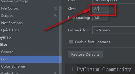 PyCharm怎么修改字体大小 PyCharm修改字体大小的方法