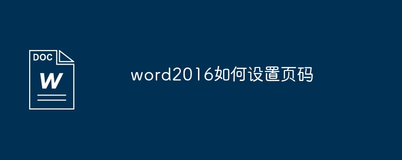 word2016如何设置页码