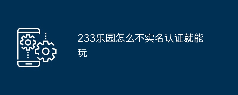 233乐园怎么不实名认证就能玩