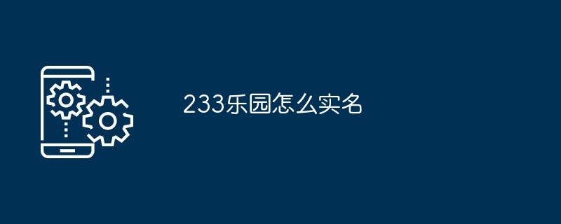 233乐园实名操作方法